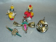 BOMBKA - PAJACYK - - OZDOBY CHOINKOWE - PRL 5szt.