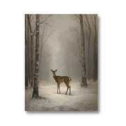 Sarna o świcie – delikatny plakat w stonowanych kolorach, 30x40cm