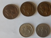 25 centimes Belgia -różne roczniki - 5 szt.