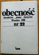 OBECNOŚĆ niezależne pismo literackie nr 22/1988