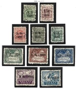 Plebiscyt Śląsk Cieszyński, Fi 1-10 typ I seria 10 zn. kasowanych bez kleju