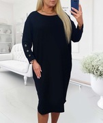 Sukienka czarna tuba z kieszeniami 