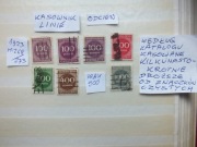 7szt. znaczki Mi 268 ODCIEŃ Niemcy 1923r. CYFRY Rzesza DROŻSZE linie Reich