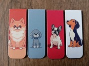 4 zakładki magnetyczne do książek. Kreskówkowe psy