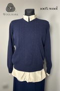 Sweter wełniany damski granatowy 100% wełna ciepły zimowy woolmark