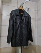 płaszcz kurtka płaszczyk skórzany  kurtka skórzana czarna ciemna vintage 