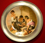 Mali żebracy  -  Bartolome E Murillo , talerz ozdobny w cynowej oprawie .