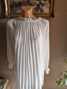 Bluzka damska biała/śmietanka plisowana z podszewką