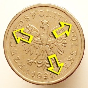 1 ZŁOTY 1992 MONETA >>> DESTRUKT >>> RANT NA AWERSIE