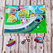 Układanka na rzepy Montessori. Zabawka edukacyjna.  Pojazdy 