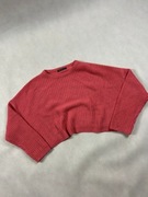 Piękny damski malinowy sweter sweterek krótki Basic jesienny wiosenny