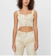 gorsetowy crop top jeansowy  BERSHKA r. M  100% bawełna beżowy 