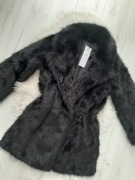 Piękne czarne viralowe futro futerko XS 34