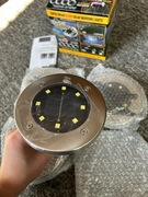 4x LAMPA SOLARNA LAMPKA DYSK 8 LED WBIJANA NAJAZDOWA GRUNTOWA CZUJNIK ZMIER