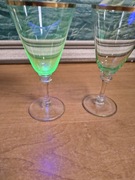 Zestaw 2 kieliszków uranowych UV – złote wykończenie, szkło fluorescencyjne