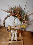 Wianek na drzwi rustykalny, wiosenny z suszonych kwiatów