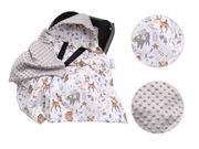 NOWY Dwustronny Otulacz Do Fotelika Nosidełka Kocyk Minky z Kapturkiem