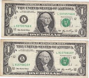 ONE DOLLAR dwa banknoty z obiegu 2006r. seria L