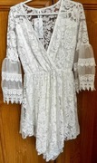 Modny piękny kombinezon biały S M jak sukienka BOHO koronka wesele 