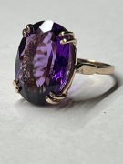 Pierścionek z różowego złota i srebra z ametystem rozm. 12