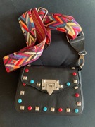 Torebka listonoszka mała 100% skóra kolorowy pasek