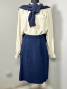 STEFANEL granatowa spódnica midi preppy old money włoska XS