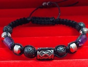 BRANSOLETKA STAL KAMIEŃ LAWA AMETYST RUNA GEBO MIŁOŚĆ NA WYMIAR WALENTYNKI 