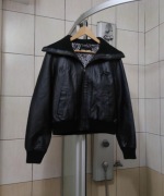 kurtka żakiecik damski L Gundi wełniany wełna szary siwy ciemny czarny woo