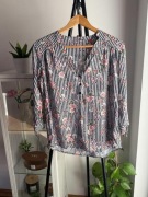 Bluzka w grantowe paski floral print