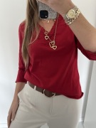 NEXT 44 bawełna Czerwona serek v bluzka koszula top kobieca damska 