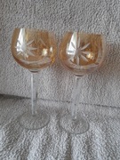 Ręcznie szlifowane kieliszki Hortensja szkło vintage komplet zestaw 2 sztuk