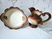 Piękny Zestaw Antyk Unikat Dzban z misą Scenka Rodzajowa