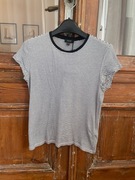 Massimo Dutti nowa koszulka paski czarno beżowa kremowa minimalizm bawełna