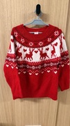 Sweterek świąteczny zimowy modny czerwony sesja święta 134 9l