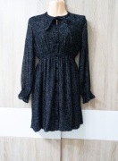 sukienka, rozm. XS, mini, kropki, mała czarna, taliowana