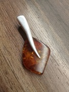 Srebrna zawieszka wisior z bursztynem 925 świeta slub + gratis