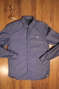 Koszula Fred Perry r. S szary niebieski męska dł rękaw bawełna