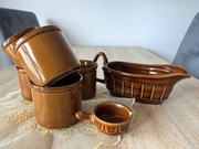 Zestaw kubeczków, sosjerka i małe naczynie Tułowice PRL Made in Poland