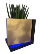 Doniczka Osłonka Nowoczesna Podświetlana LED 12 cm Pilot USB Złota Czarna 