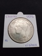 5 PESETAS 1871 r Amadeusz I , srebro "900"