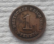 Niemcy Cesarstwo Dreikaiserjahr 1 fenig pfennig 1888 A Berlin Prusy KM# 1