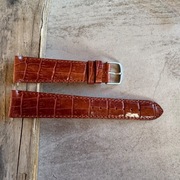 Pasek do zegarka 19mm skórzany gruby brązowy srebrna klamra