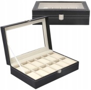 SZKATUŁKA NA ZEGARKI ETUI ORGANIZER PUDEŁKO EKSPOZYTOR NA PREZENT 12 szt