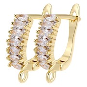 Baza do Kolczyków, z Cyrkonią, kolor złota 24k, 1,7x1,3 cm.,1 para (2 szt).