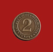 Moneta 2 reichsfenigi 1924 "D", Niemcy