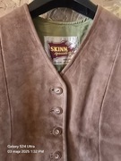 Elegancka Kamizelka myśliwska damska skórzana trekkingowa. Rozm.40 S/M.