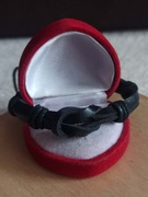 Czarna męska bransoletka z eko skóry regulacja regulowana bransoletka