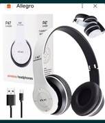 Słuchawki bezprzewodowe duże Bluetooth białe