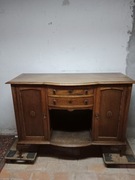 Stara dębowa komoda z półokrągłymi szufladami