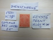 znaczki Mi D30 odmiana DIENST Niemcy 1920r. CYFRY Rzesza czysty ** Reich